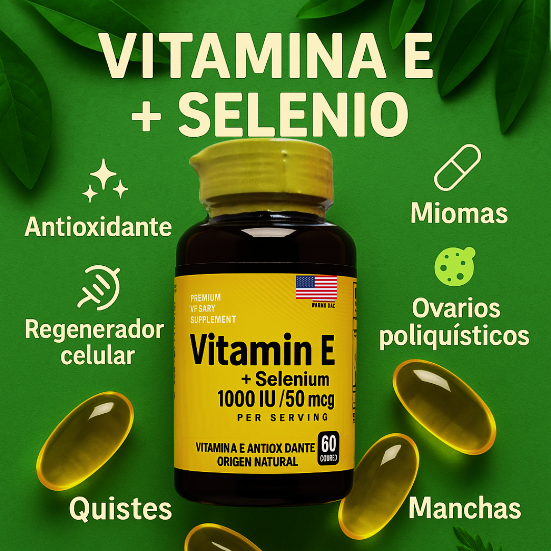 Vitamina E de 1000mg + selenio 50mg Origen natural d alfa -Las Originales